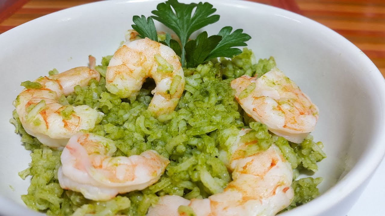 Arroz Verde con Camarón | Cocinando con angel