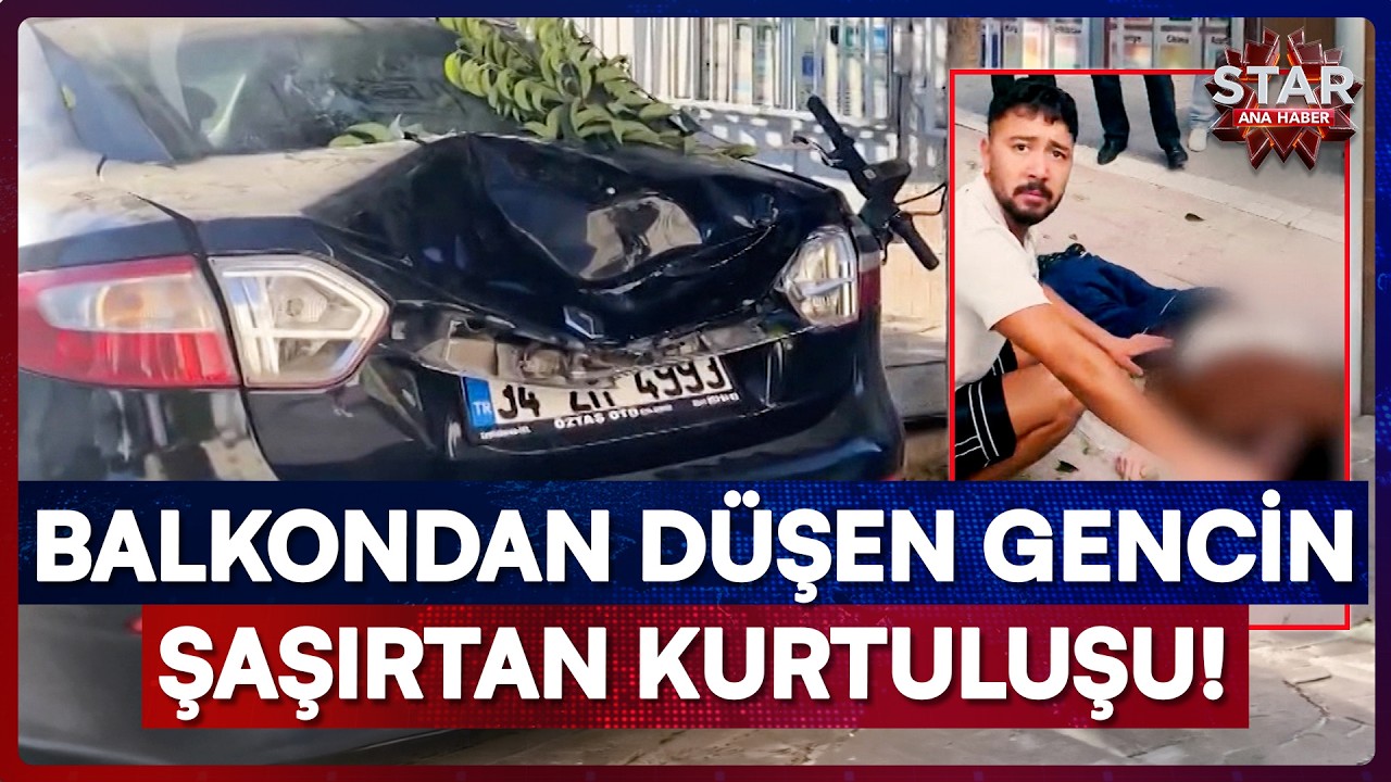 4. Kattan D&uuml;şen Gen&ccedil; Otomobilin &Uuml;zerine &Ccedil;akıldı! | Star Ana Haber