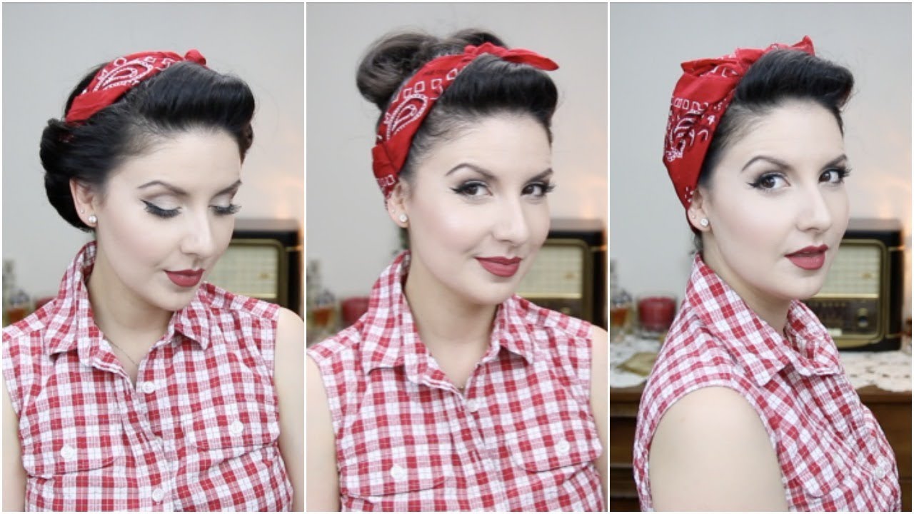 Easy PinUp Hairstyles with Bandana for Long to Medium Hair Length | Nena Moreno