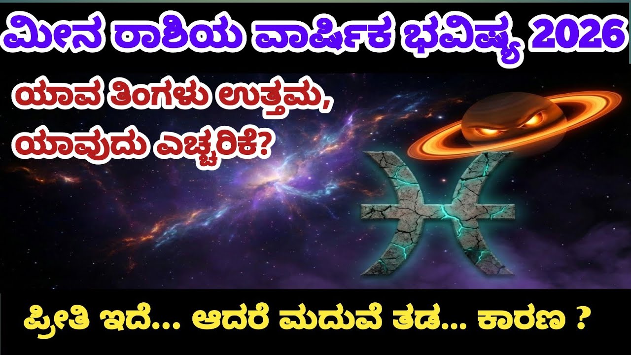 ಮೀನ ರಾಶಿಯವರಿಗೆ 2026ರಲ್ಲಿ ಶುಭ ದಿನಗಳು ಮತ್ತು ಪರಿಹಾರಗಳು|Sade Sati ಮಧ್ಯ ಹಂತದ ಫಲಿತಾಂಶ| ಶನಿ ಪರಿಣಾಮಗಳು