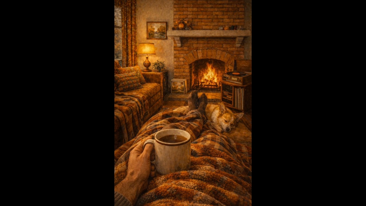 Toby the Corgis Cozy Fireplace | Jazz&Blues # fireplace crackle # 70 Ambience #fypシ゚viral 