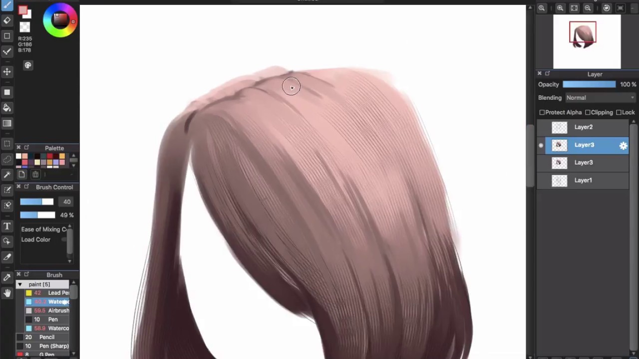 [Medibang Paint Pro desktop version how to] Easy Hair Color tutorial with Mapping pen