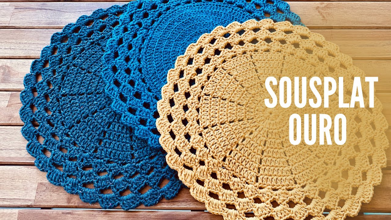 SOUSPLAT OURO - Sousplat em Crochê lindo e fácil em duas versões - por Marcelo Nunes