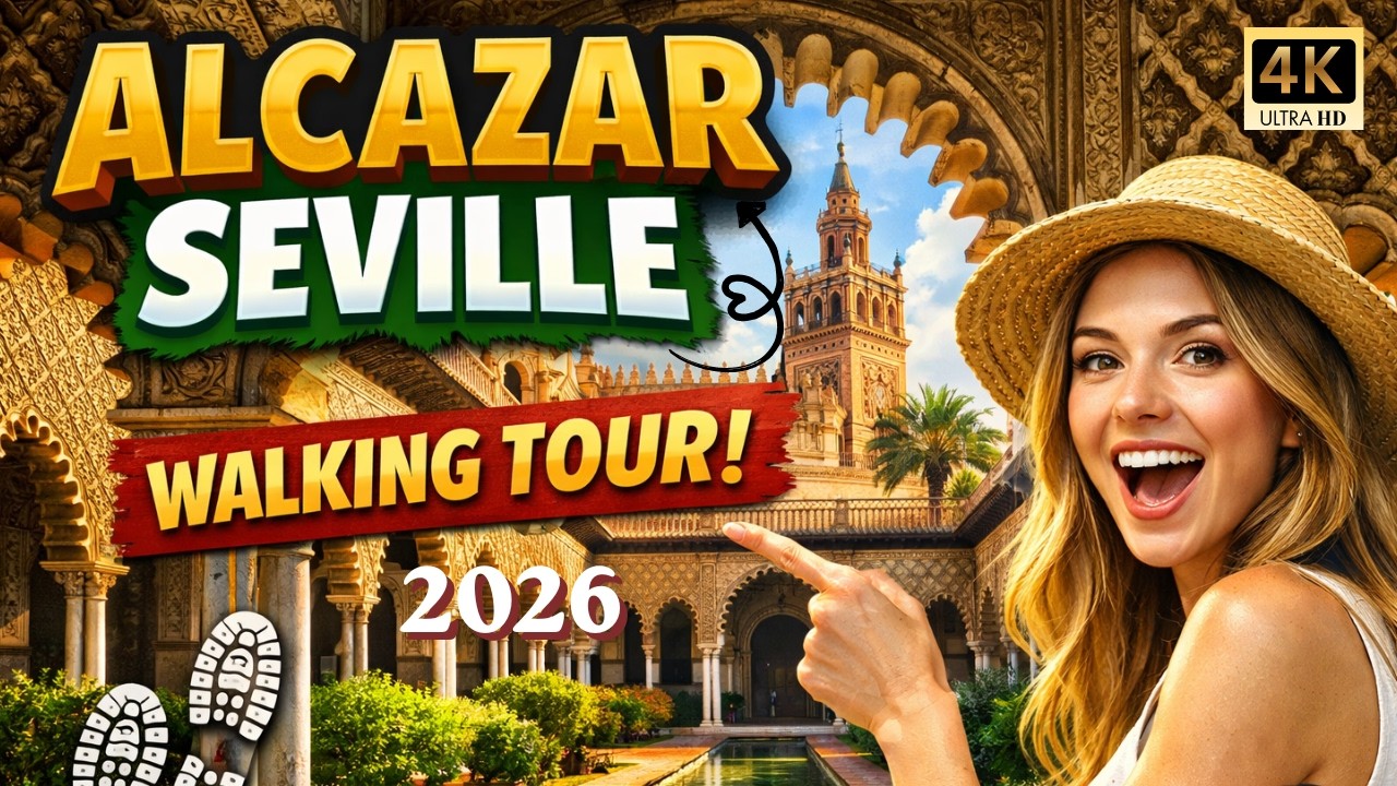Must See Place Royal Alcázar of Seville, 2026, Walking Tour 4k Video, Culture and History of Seville