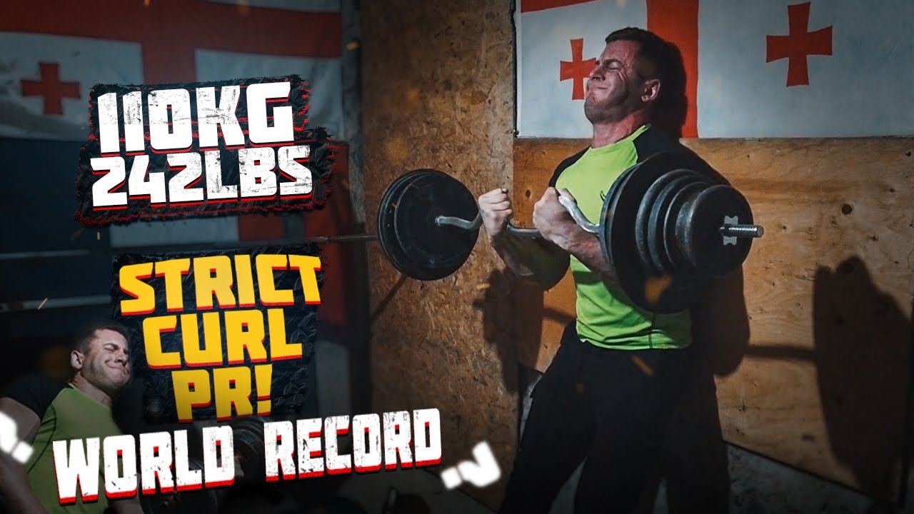 BICEPS WORLD RECORD! Irakli Zirakashvili 110 kg / 242 lbs STRICT CURL PR!