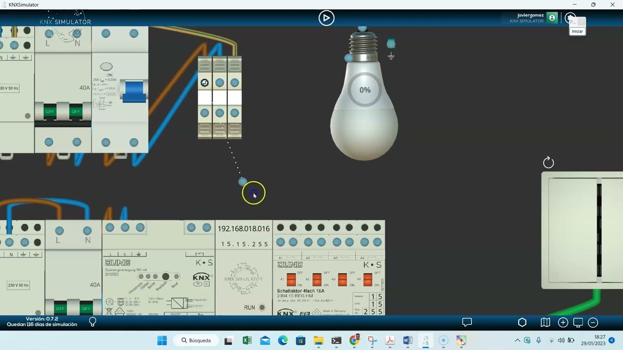 7#Domotica con KNX simulator-Practica conmutación-(Cableado) (1 de 4 video)