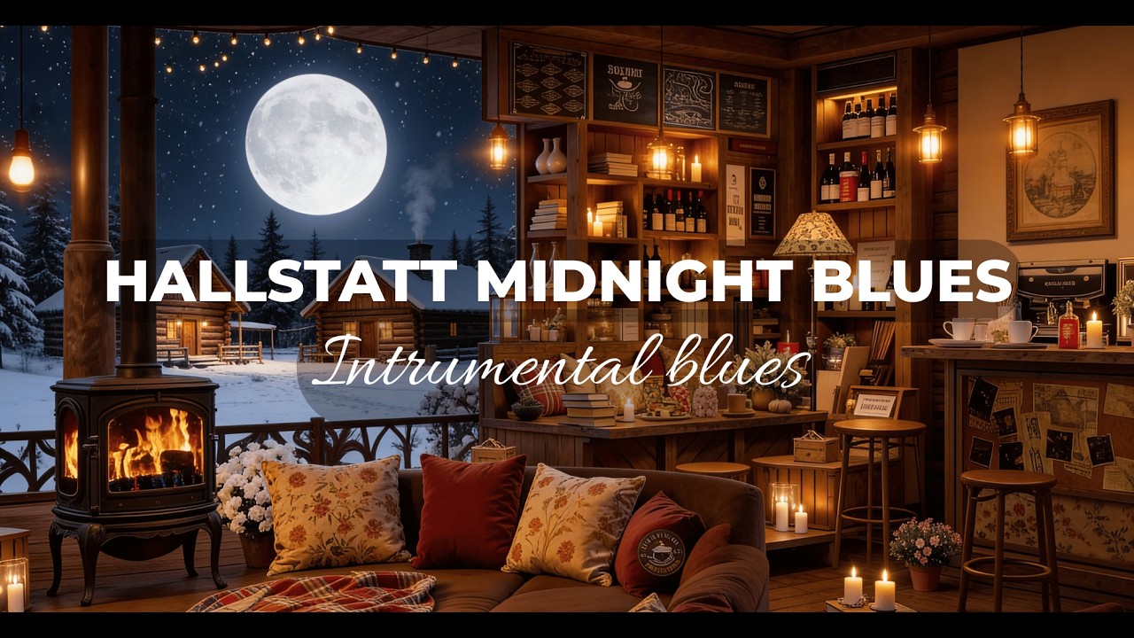 ❄️ Hallstatt Midnight Blues 🌙🔥 | Snowfall Blues Instrumental Ambience 🎷🏔️