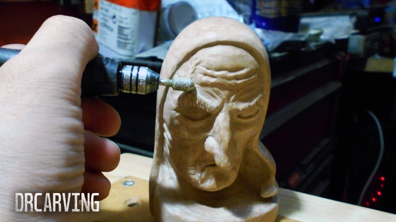 sculpting face in a REALLY hard wood - dremel wood carving