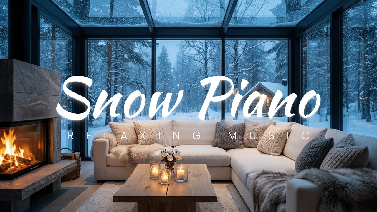 🌸🎹 Floral Lounge Piano Snow | Flowers Piano & Snow 5 Hours | Sleep Relax Meditation Stress Relief
