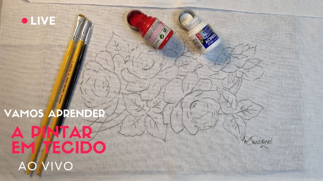 Aprenda a Pintar Rosas em Tecido no passo a passo - Roberto Ferreira  Transmissão ao vivo