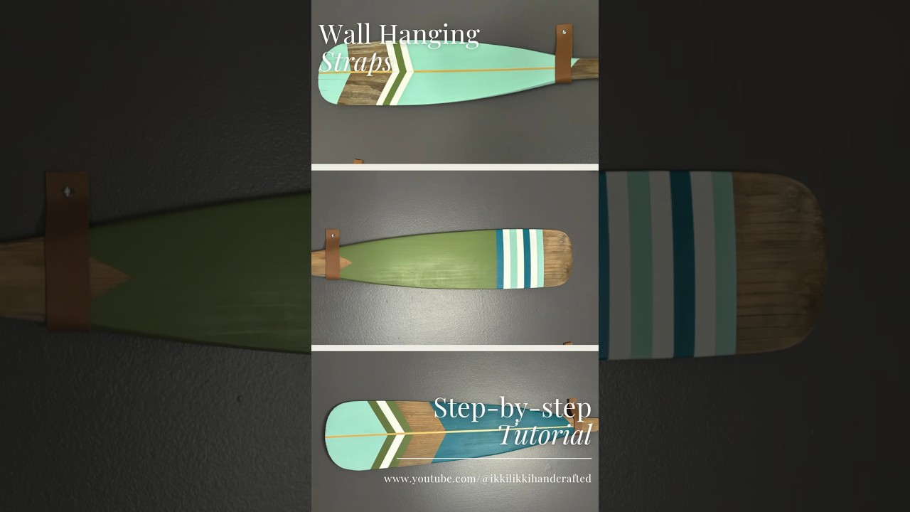 Easy step-by-step tutorial on how to make leather straps and mount decorative oars on the wall.