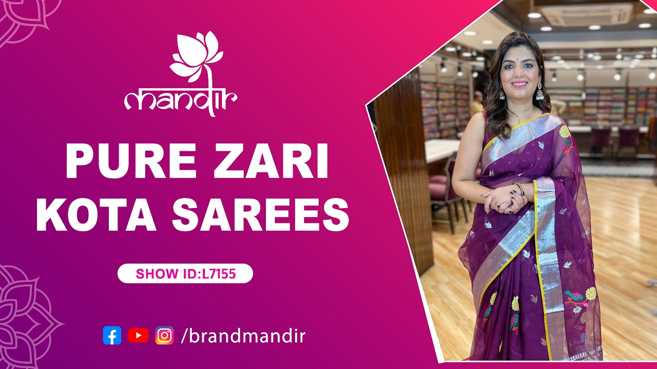 Pure Zari Kota Sarees | WhatsApp Number 733 733 7000 | Brand Mandir Sarees LIVE