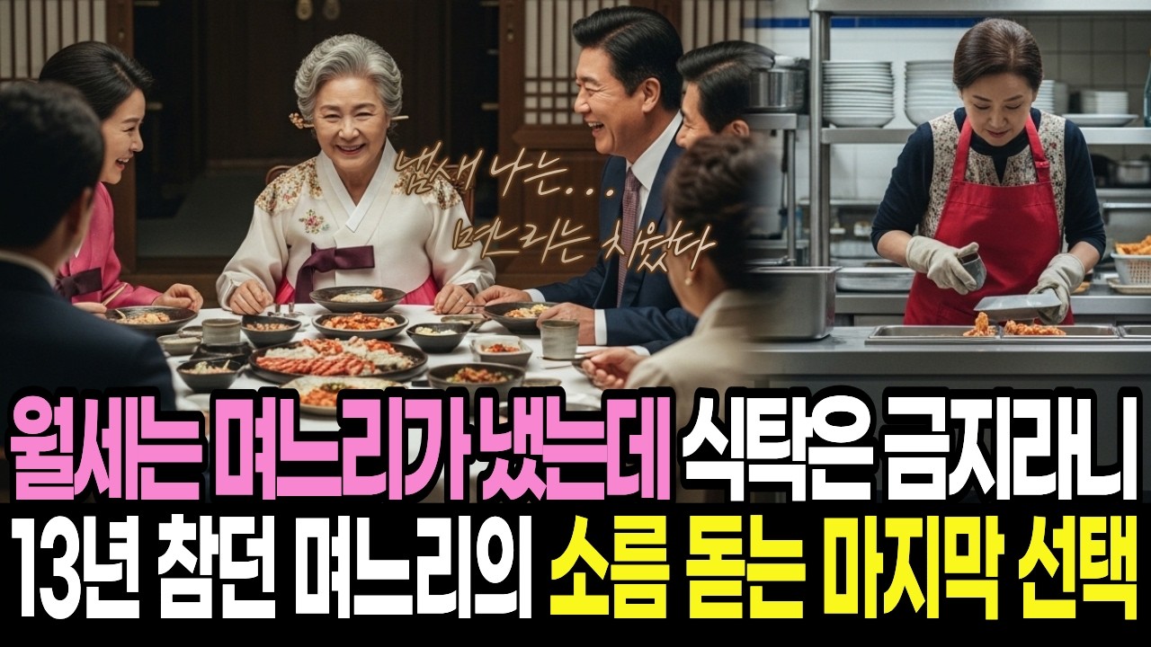[사연] 월세는 며느리가 냈는데 식탁은 금지라니 십삼년 참던 며느리의 소름 돋는 마지막 선택!