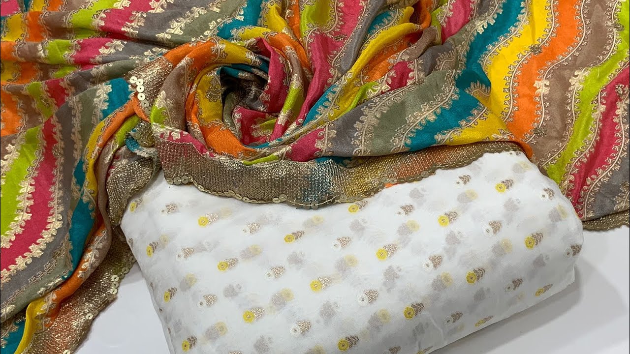 Pure Georgette Multi Colour Dupatta // party wear suits// 