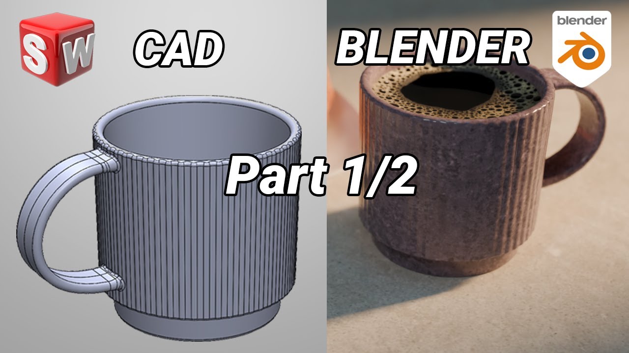 Design Mug in CAD and Render in Blender 5.0 (Pat 1/2)