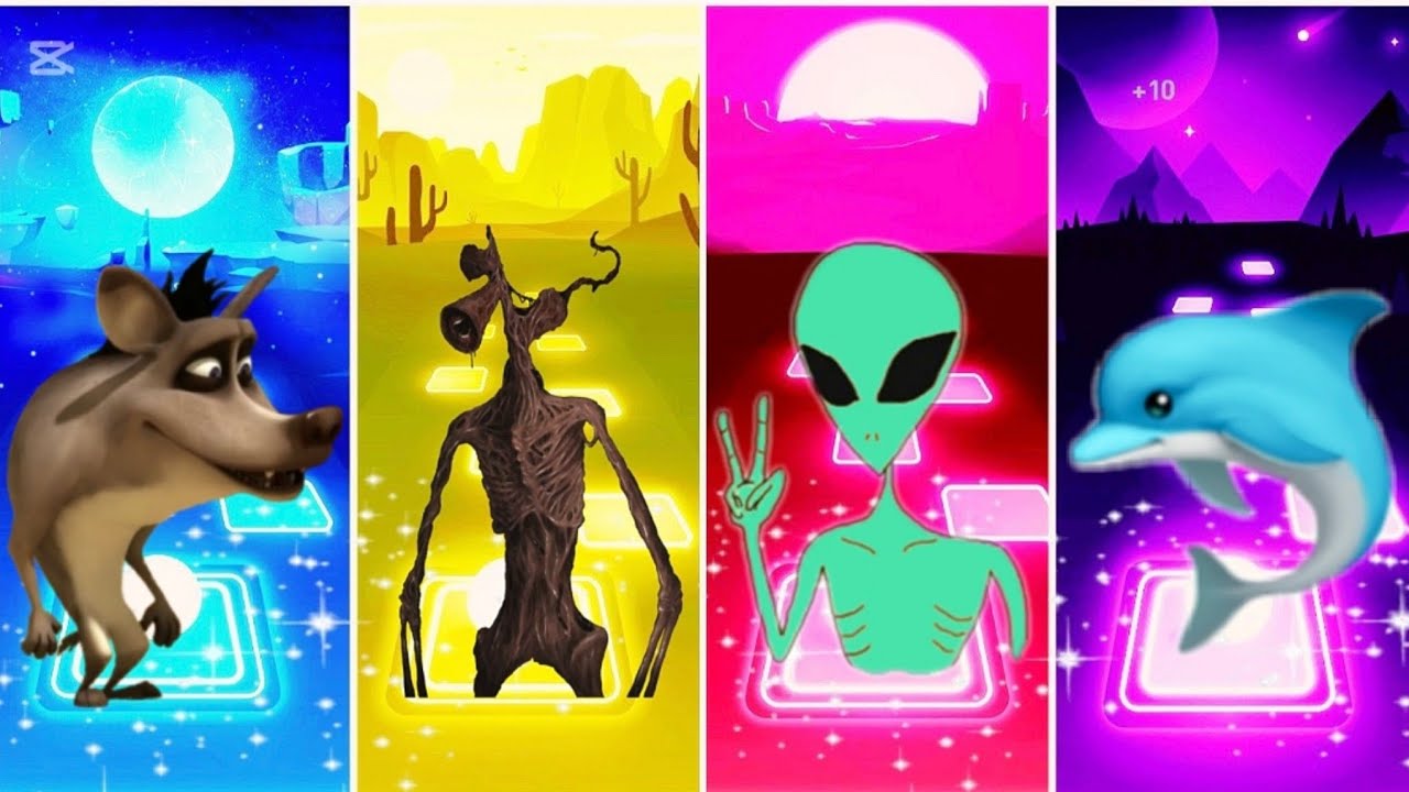 Wolf vs Siren Head vs Alien vs Dolphin – Tiles Hop EDM Challenge” 🎮🎵