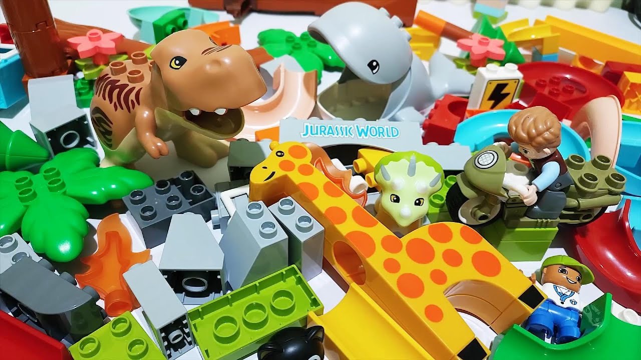 Satisfying Building Blocks ASMR Marble Run JURASSIC WORLD Dinosaur & other animals #361 - live 11