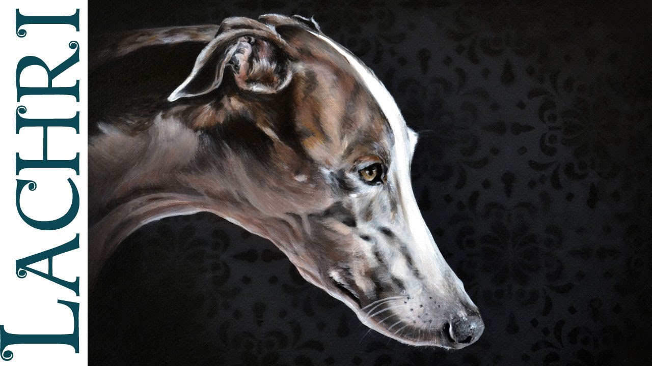 Time Lapse  Greyhound in oil over acrylic paint , 