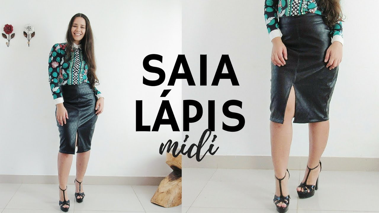 COSTURE COMIGO - SAIA LÁPIS MIDI EM COURO | ELLEN BORGES