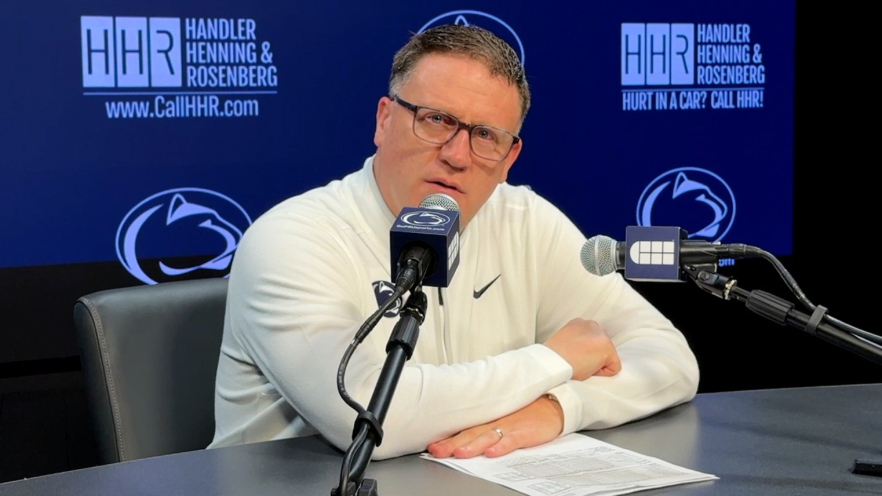 WATCH: PSU coach Mike Rhoades dejected, defiant at post-Ohio State press conference