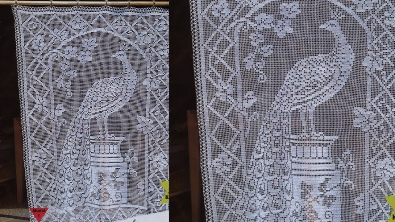 CORTINA DE CROCHÊ PAVÃO IMPERIAL
