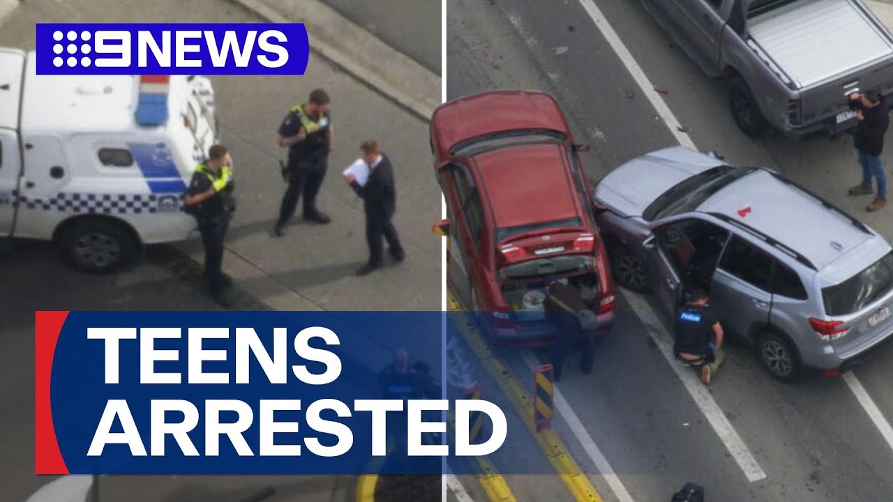 Five teens arrested after high-speed chase ended in pile-up | 9 News Australia