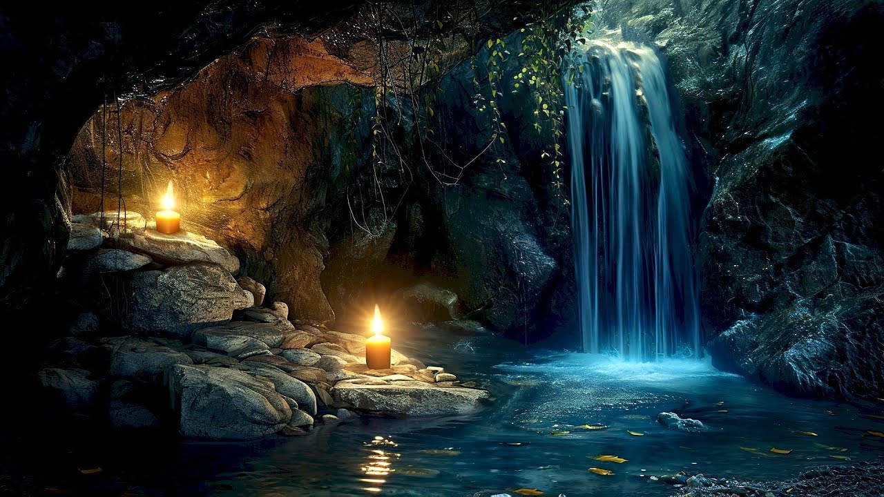 Hidden Cave Waterfall 🌿 Birds Singing | 1 Hour Relaxing Nature Sounds in 4K