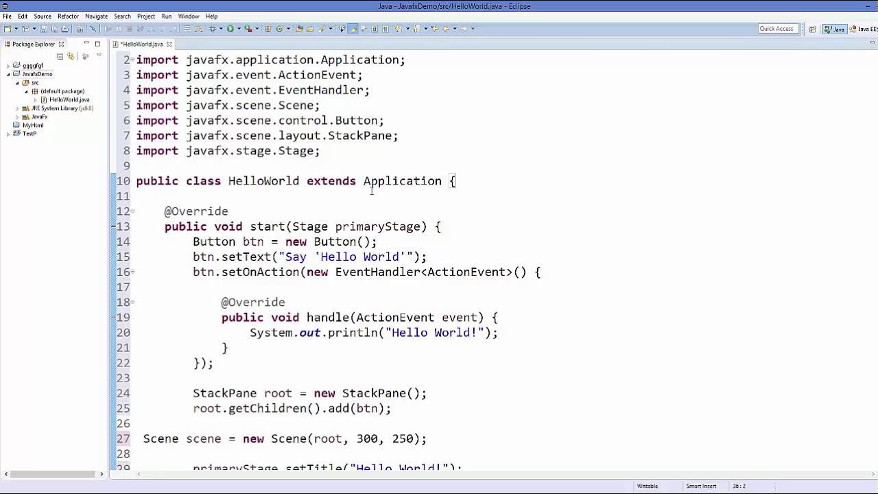 Создание первого приложения JavaFx в Eclipse IDE