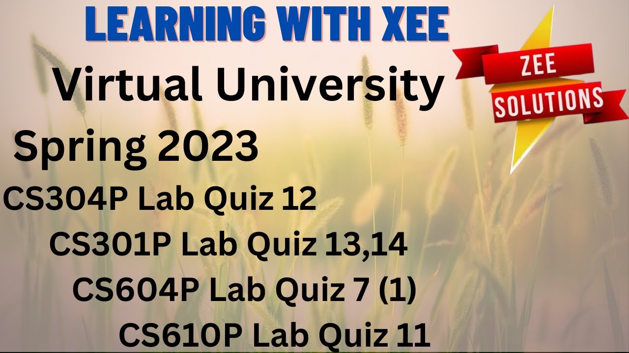CS304P Lab Quiz 12 CS301P Lab Quiz 13,14 CS604P Lab Quiz 7  CS610P Lab Quiz 11 spring 023 virtual