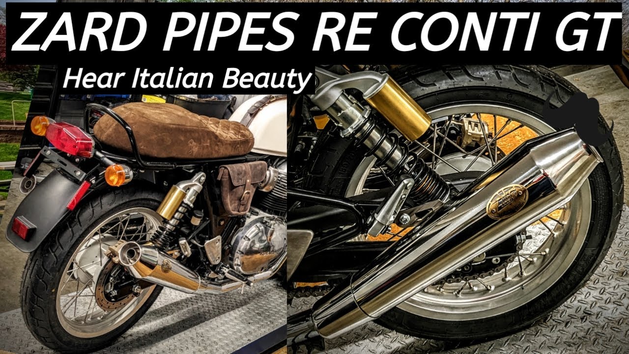 Brian Setzer's Bike w ZARD Pipes  RE Continental GT 650 - Sound from God!