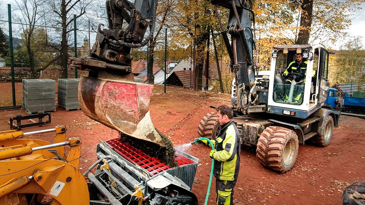 Производство бетона с использованием смесительного ковша и экскаваторов | Terex tw 110 и JCB 2CX