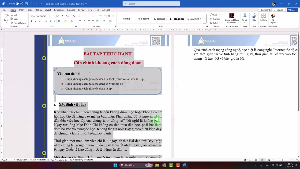 Tự học Word Cơ bản - Bài 4 Căn chỉnh khoảng cách dòng đoạn