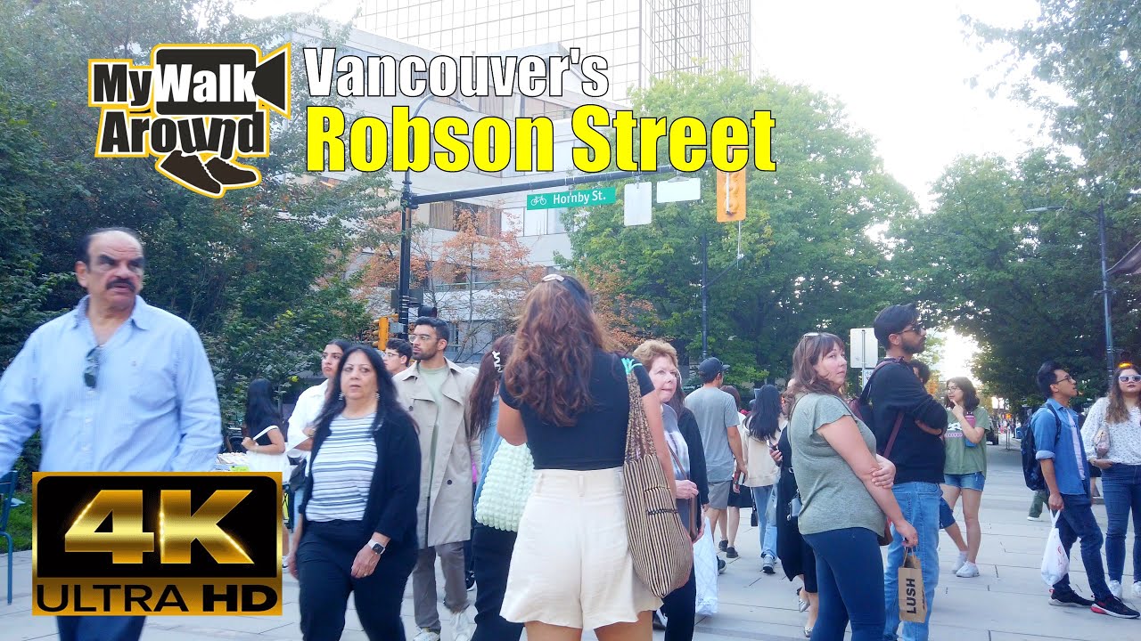 Escape to Vancouver's scenic Robson Street in 4k (vancouver walking tour)