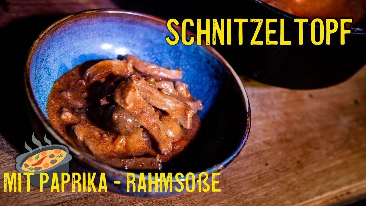 👌 Schnitzel Party Topf! Mit  Paprika Rahmsoße aus dem Dutch Oven! 🥘