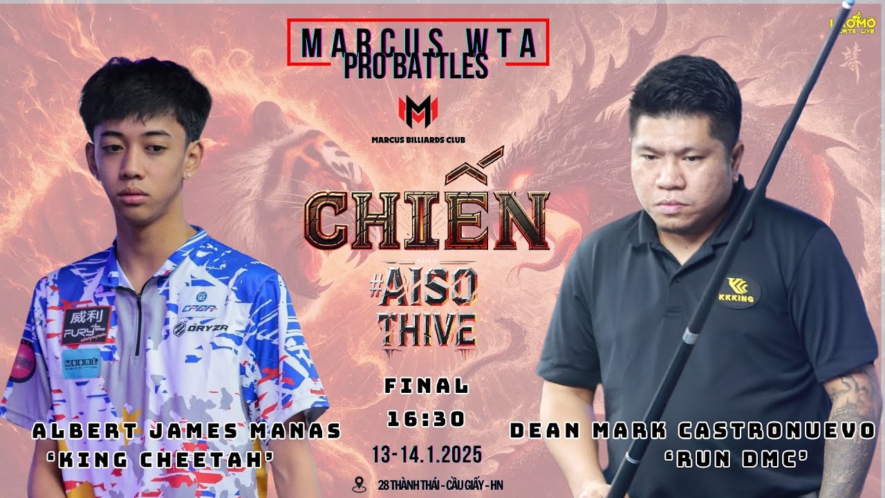 Live: Albert James Manas vs Dean Mark Castronuevo - Chung Kết - race to 13 - Marcus WTA Pro Battles