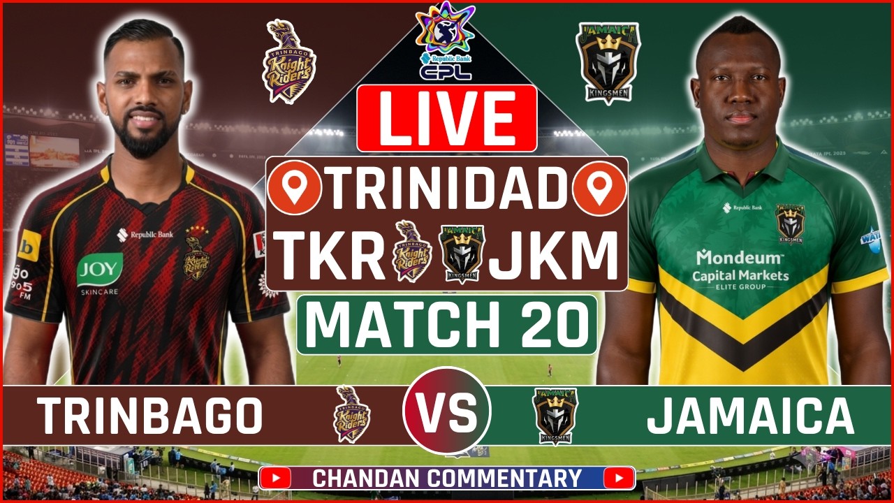 CPL 2026: Trinbago Knight Riders vs Jamaica Kingsmen Live Score | TKR vs JKM Live Audio Commentary