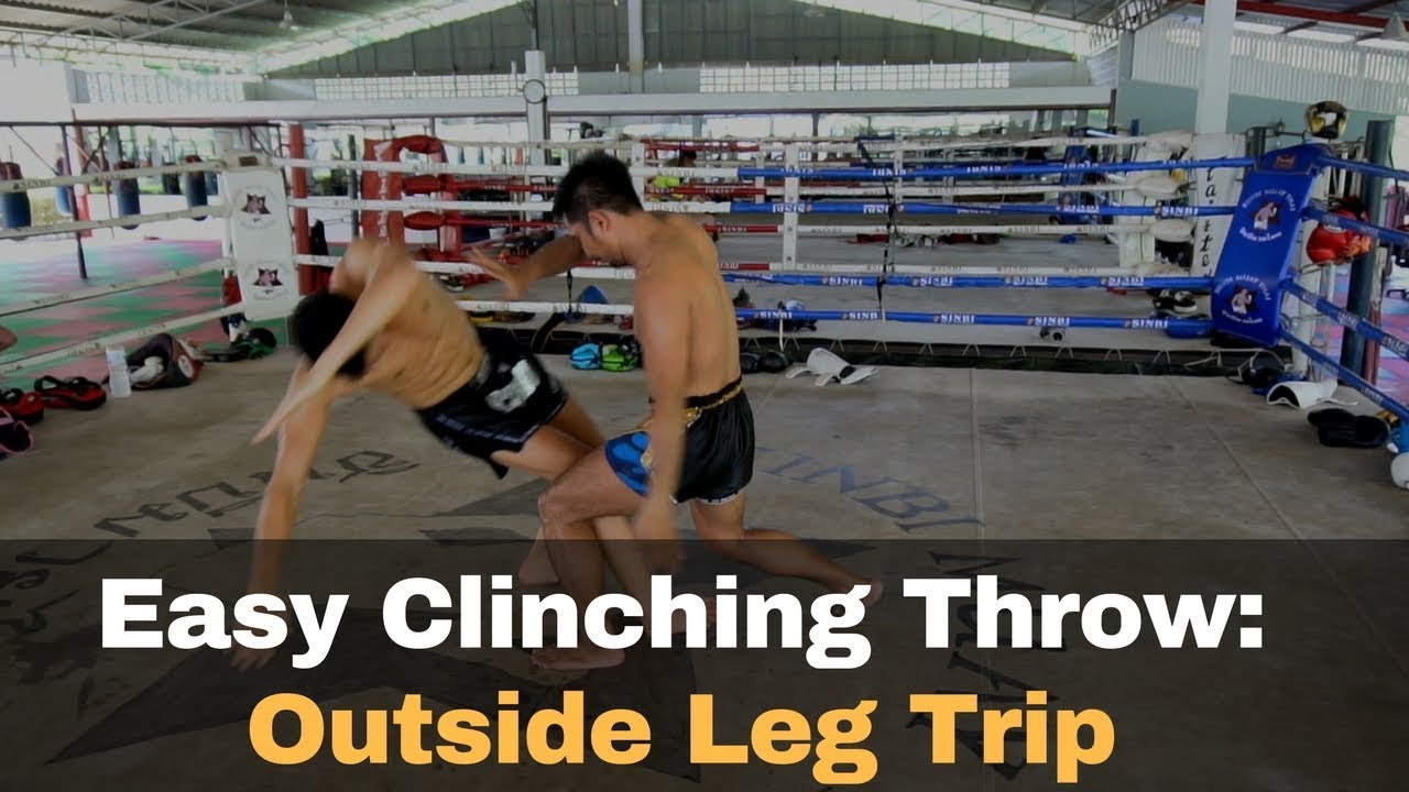 Easy Muay Thai Sweep - Outside Leg Trip from Clinch