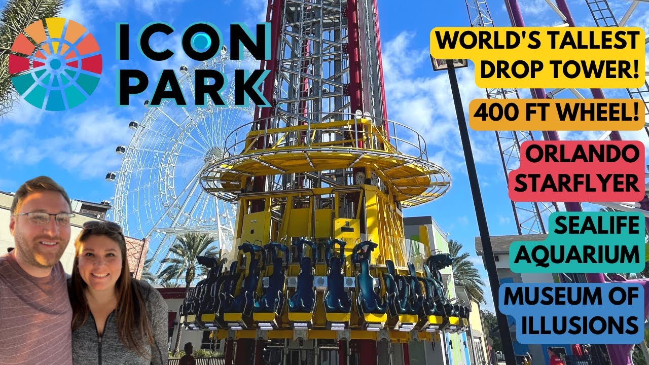 ICON PARK Orlando Vlog - The Wheel, NEW 430 FT Drop Tower, Star Flyer, Restaurants, SeaLife, & More