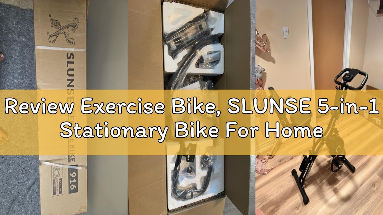 Review Exercise Bike, SLUNSE 5-in-1 Stationary Bike For Home Workout, Foldable Exercise Bike With 16