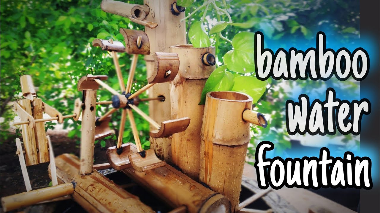how to make AMAZING bamboo water fountain with water wheel / water fountain / at home