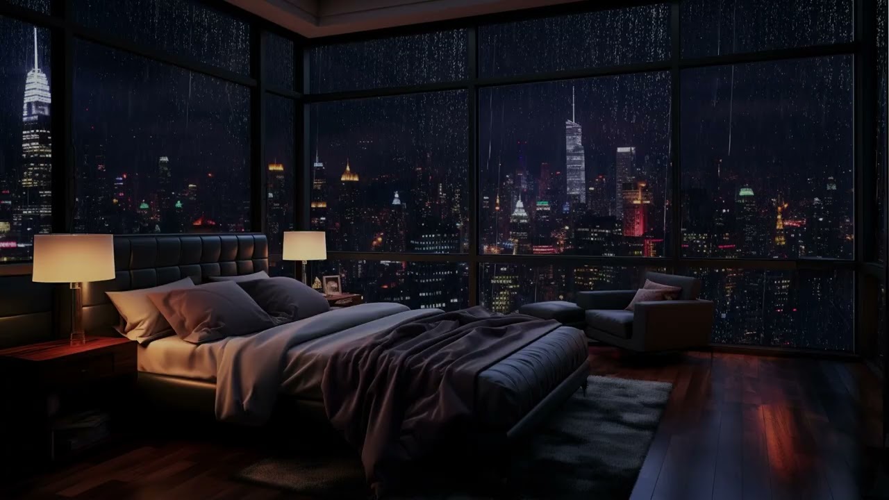 NO ADS 😴🌧️ Heavy Rain Falling on Bedroom Window at Night for Peaceful Sleep & Total Relaxation