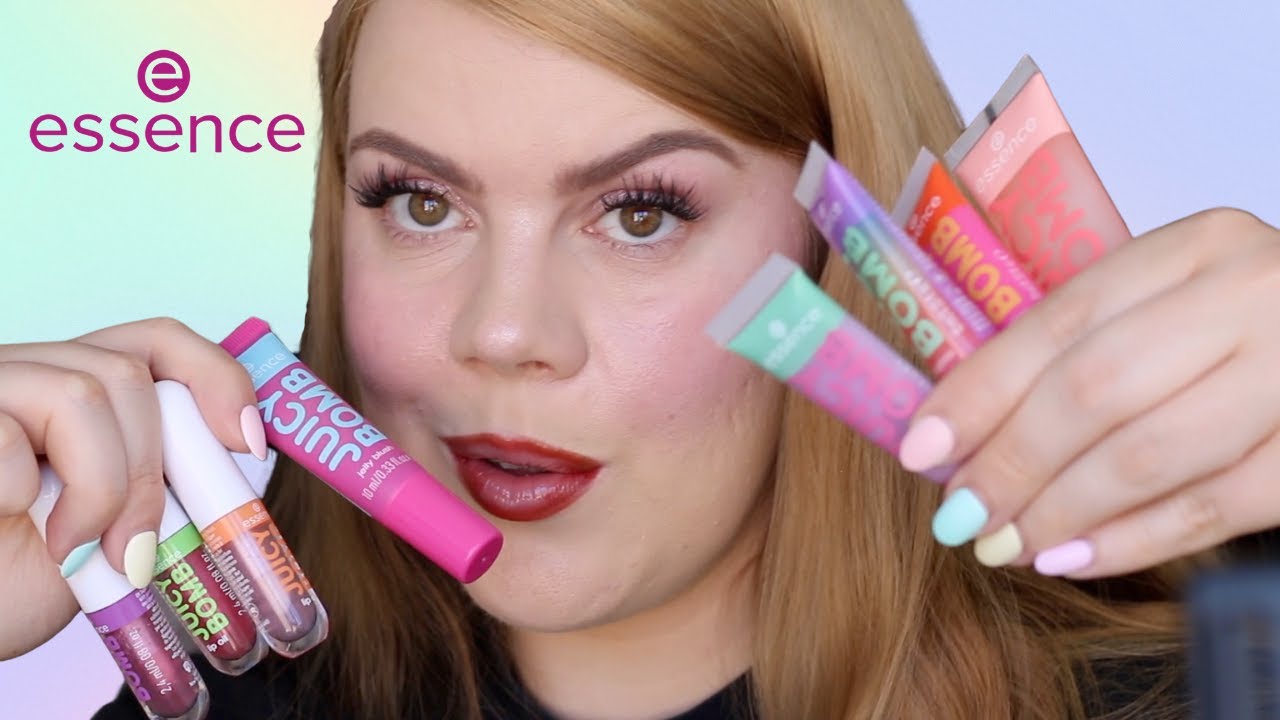 NEW Essence Juicy Bomb Party Collection Review & Wear Test! Lip Oils, Shiny LIpglosses & Jelly Blush
