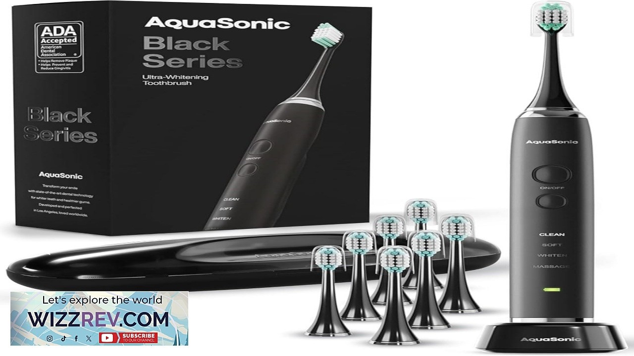 Электрическая зубная щетка Aquasonic Black Series Ultra Whitening, одобренная ADA (Американской с...