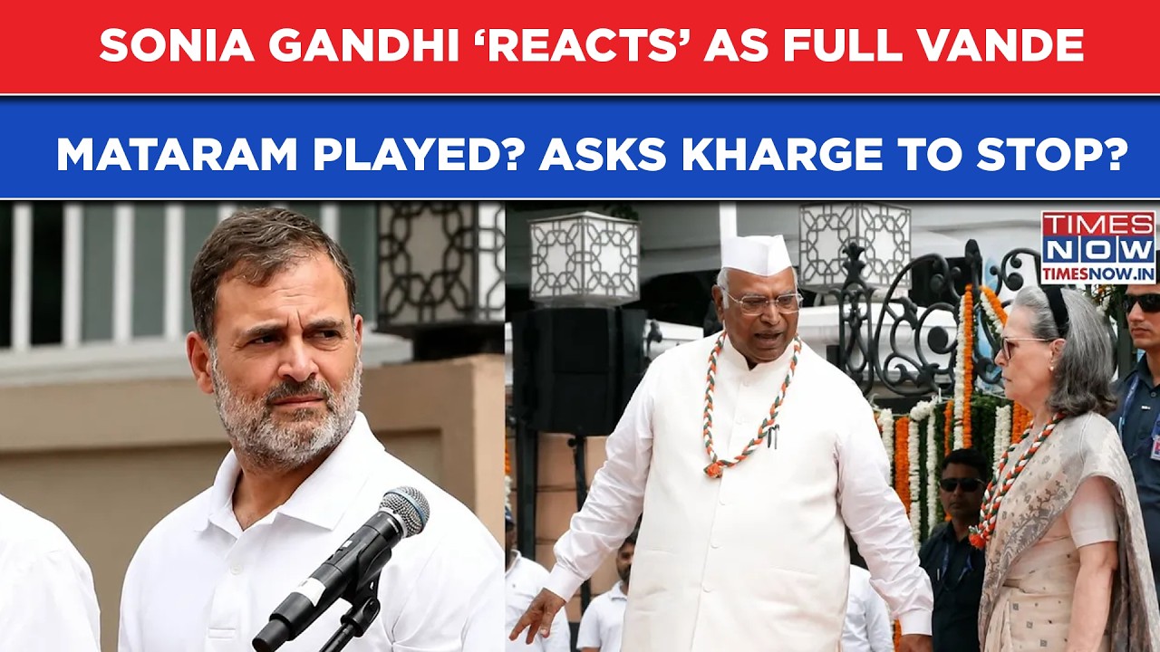 Sonia Gandhi &lsquo;Angry&rsquo; As Full Vande Mataram Played At Congress HQ? Rahul & Kharge Watch | Video VIRAL
