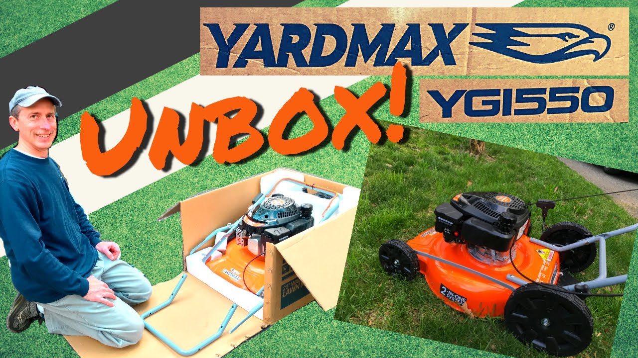 Распаковка газонокосилки Yardmax YG1550 шириной 21 дюйм