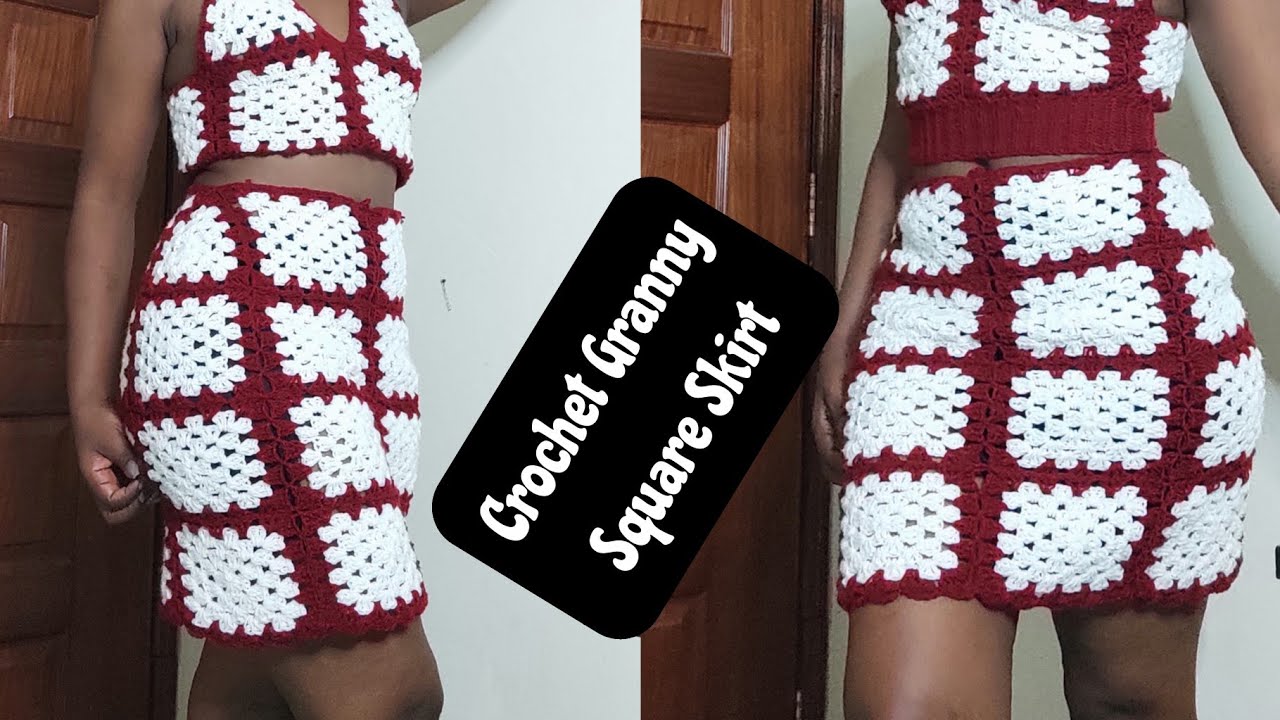 Crochet beginner friendly granny square patchwork skirt