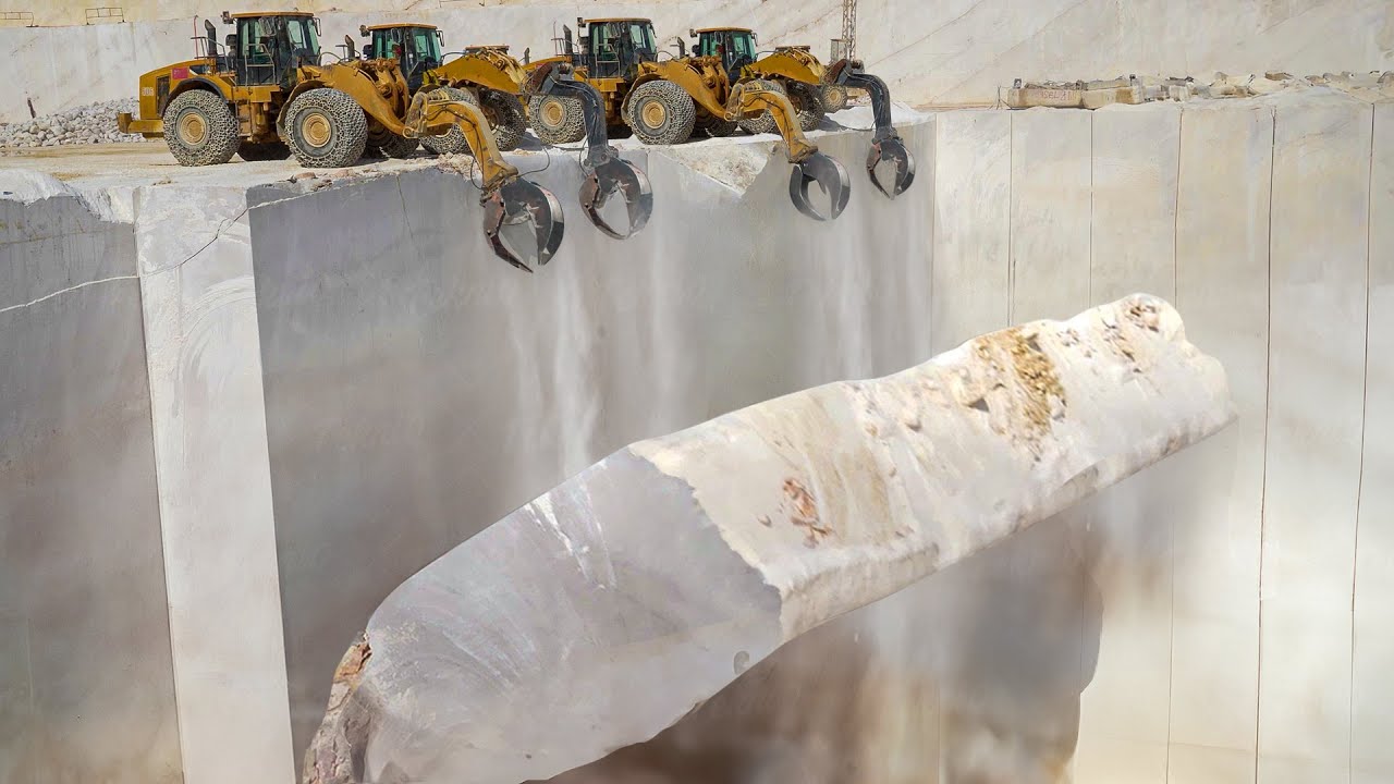 Extreme Way They Cut Gigantic Marble Blocks in Quarry