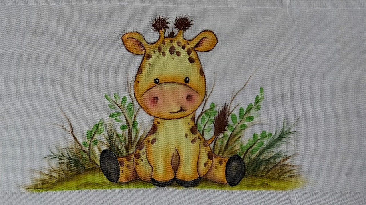 Pintura de girafinha em fralda