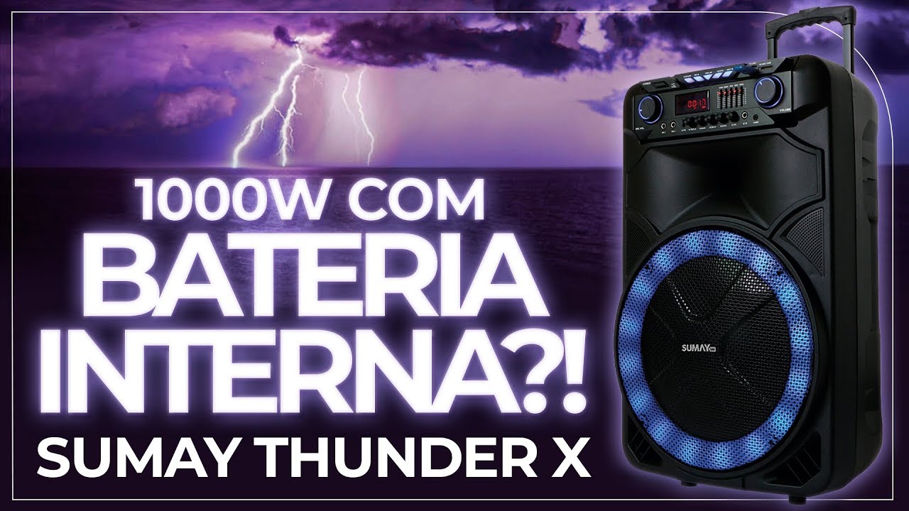 Caixa de Som Bluetooth THUNDER X Sumay! Muita POTÊNCIA com BATERIA INTERNA!!