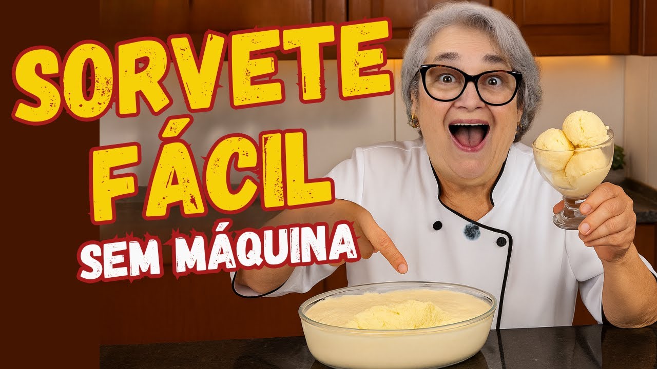 Sorvete caseiro cremoso sem máquina e sem creme de leite fresco